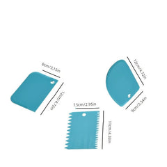 3pcs Cream Scraper Plastic Dough Scrapers Straight Curved Zigzag Edges