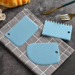 3pcs Cream Scraper Plastic Dough Scrapers Straight Curved Zigzag Edges