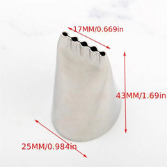 Stainless Steel Five Hole Noodle Nozzle Drawing Icing Tip