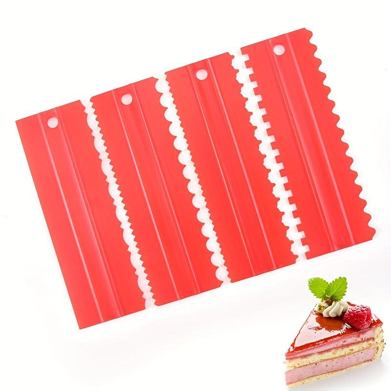 4pcs Durable Plastic Cake Scrapers for Effortlessly Smooth Cakes