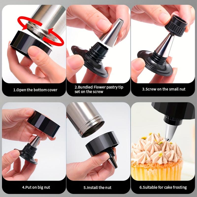 13pcs Stainless Steel Cookie Press Gun Kit with Decorating Tips and Discs