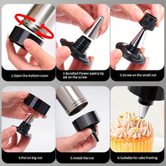 13pcs Stainless Steel Cookie Press Gun Kit with Decorating Tips and Discs