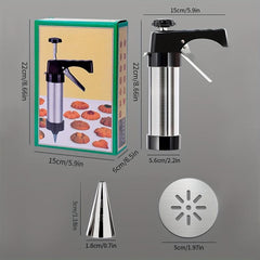 13pcs Stainless Steel Cookie Press Gun Kit with Decorating Tips and Discs