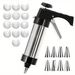 13pcs Stainless Steel Cookie Press Gun Kit with Decorating Tips and Discs