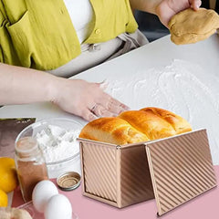 Golden Loaf Pan With Lid 21 X 11 X 11 0cm Baking Bread Pan Non Stick Bakeware
