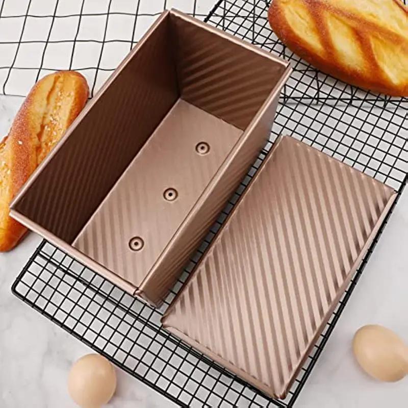 Golden Loaf Pan With Lid 21 X 11 X 11 0cm Baking Bread Pan Non Stick Bakeware