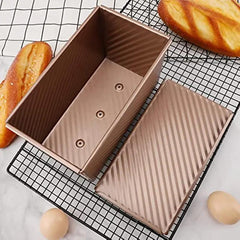 Golden Loaf Pan With Lid 21 X 11 X 11 0cm Baking Bread Pan Non Stick Bakeware