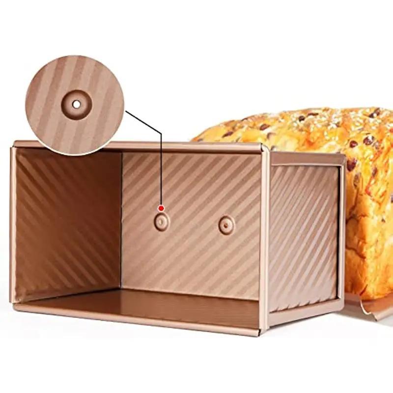 Golden Loaf Pan With Lid 21 X 11 X 11 0cm Baking Bread Pan Non Stick Bakeware