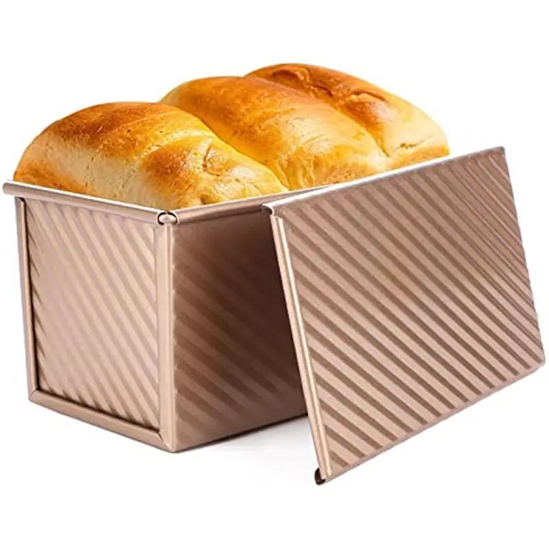 Golden Loaf Pan With Lid 21 X 11 X 11 0cm Baking Bread Pan Non Stick Bakeware