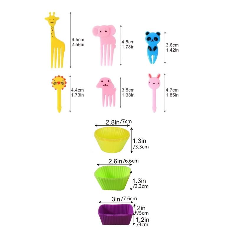 60pc Silicone Baking Molds Set with 30 Forks - Mini Cupcake Dessert Mold