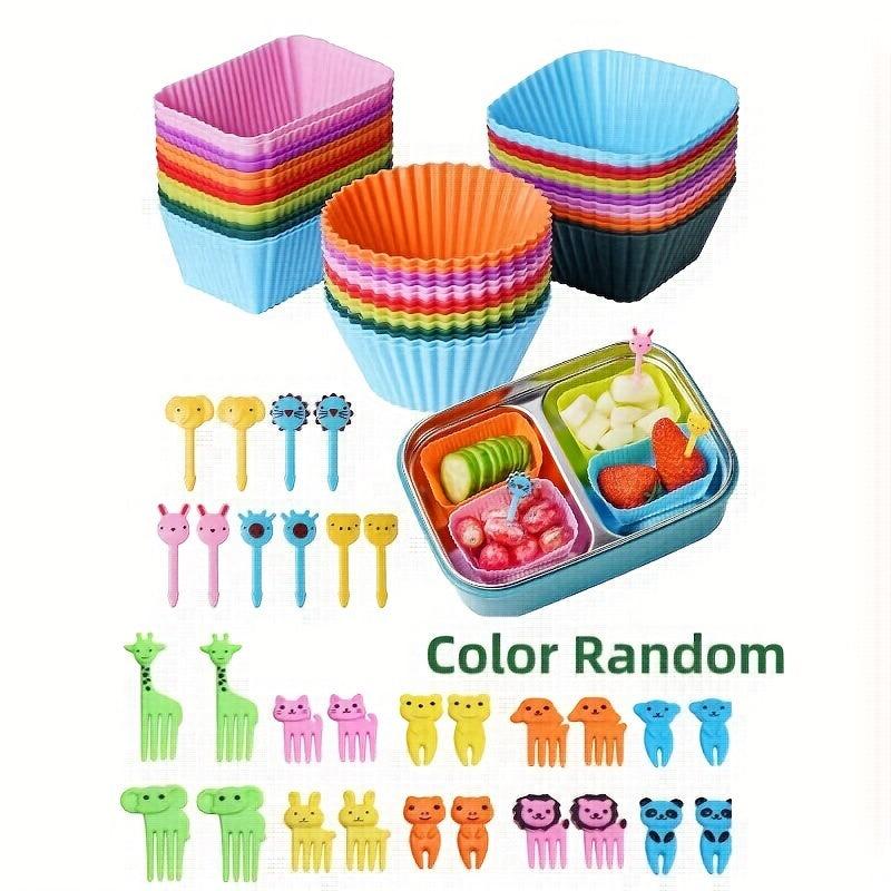60pc Silicone Baking Molds Set with 30 Forks - Mini Cupcake Dessert Mold
