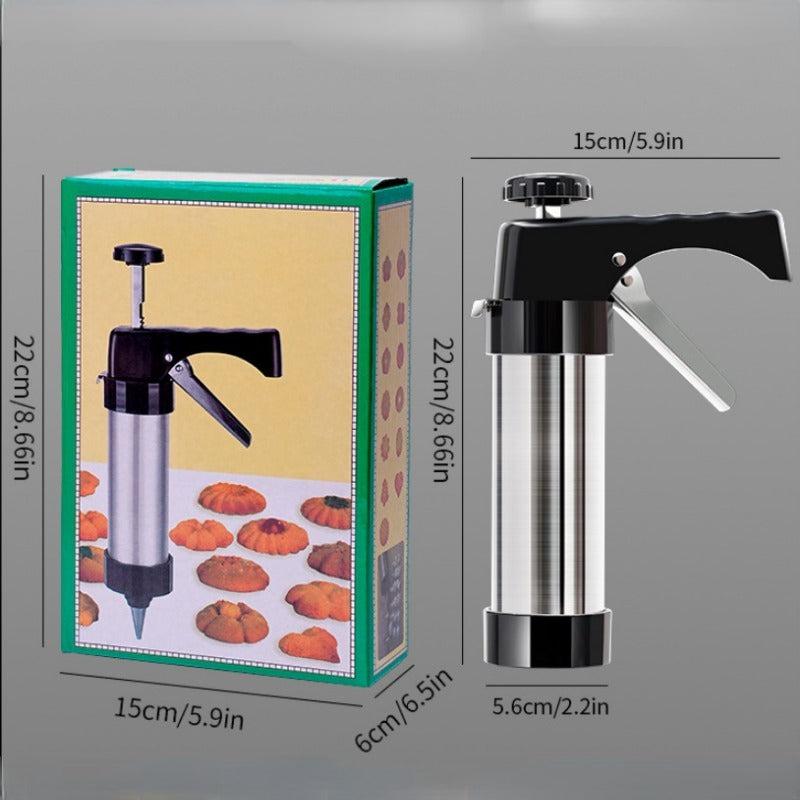 Stainless Steel Cookie Press Gun Kit with 13 Decorating Discs
