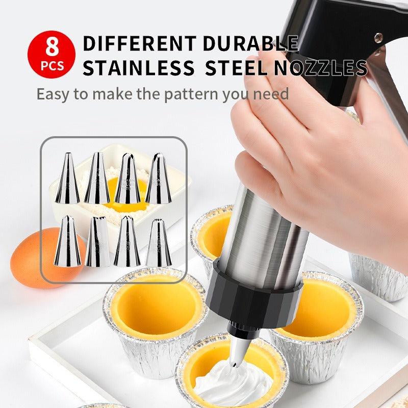 Stainless Steel Cookie Press Gun Kit with 13 Decorating Discs