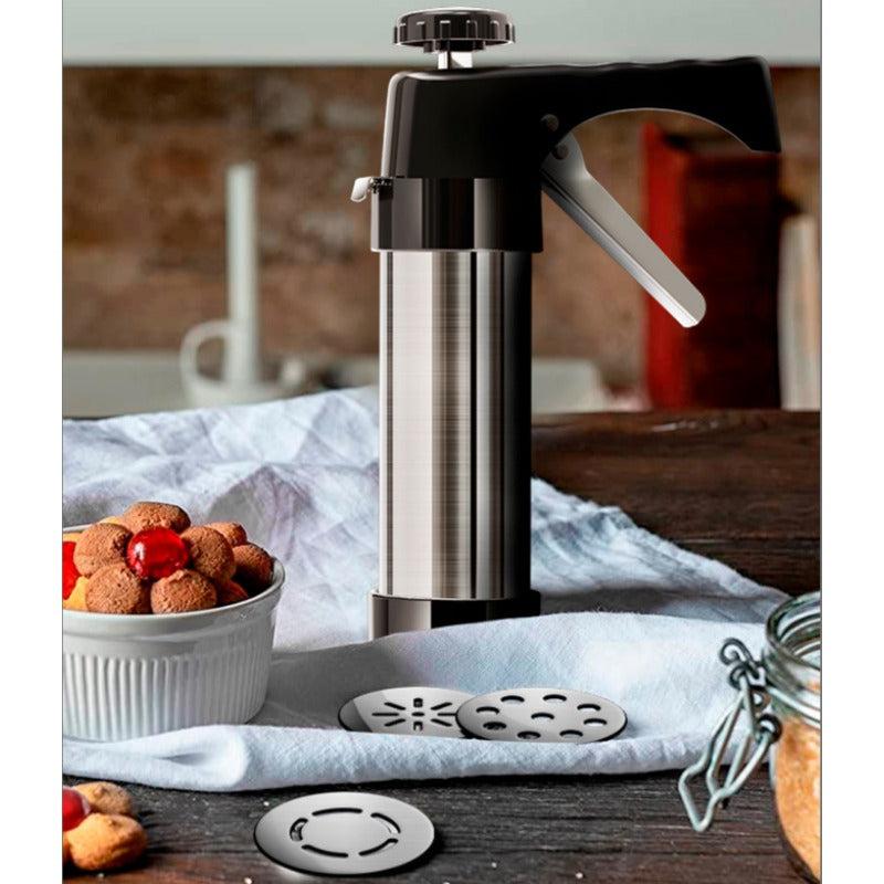 Stainless Steel Cookie Press Gun Kit with 13 Decorating Discs