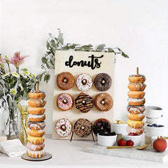 DIY Wooden Donut Wall Table Display Stand Wedding Decoration Party Decor