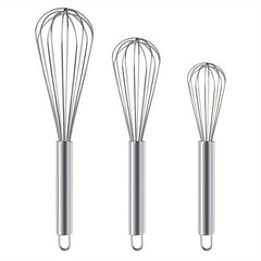 3pcs Stainless Steel Egg Whisks for Cooking Baking Kitchen Gadgets