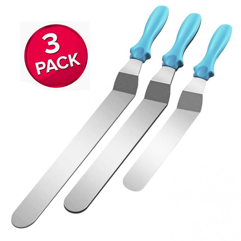 3pcs Cake Spatula Set Stainless Steel Offset Icing Smoother Scraper