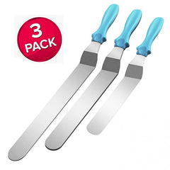 3pcs Cake Spatula Set Stainless Steel Offset Icing Smoother Scraper