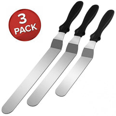 3pcs Cake Spatula Set Stainless Steel Offset Icing Smoother Scraper