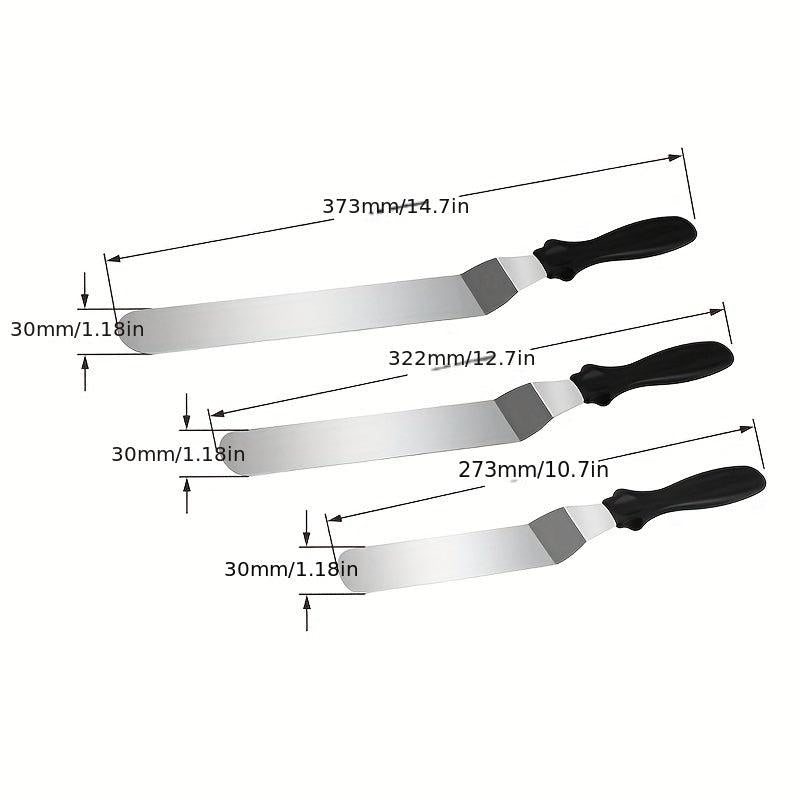 3pcs Cake Spatula Set Stainless Steel Offset Icing Smoother Scraper