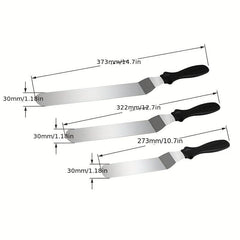 3pcs Cake Spatula Set Stainless Steel Offset Icing Smoother Scraper
