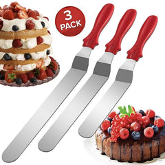 3pcs Cake Spatula Set Stainless Steel Offset Icing Smoother Scraper