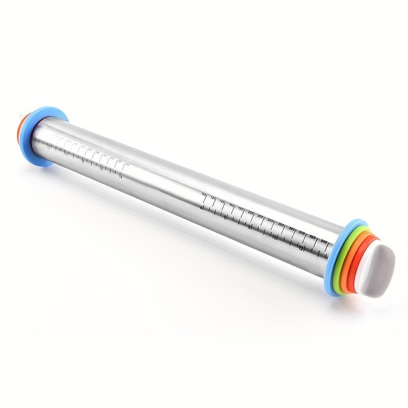 Adjustable Rolling Pin 17in Stainless Steel with Thickness Rings