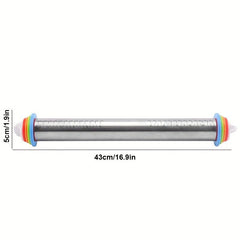 Adjustable Rolling Pin 17in Stainless Steel with Thickness Rings