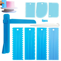9pcs Cake Scrapers Plastic Cake Smoothers Baking Tools Kitchen Gadgets