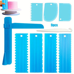 9pcs Cake Scrapers Plastic Cake Smoothers Baking Tools Kitchen Gadgets