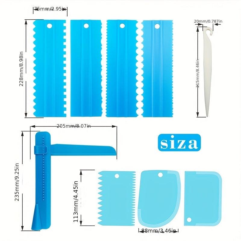 9pcs Cake Scrapers Plastic Cake Smoothers Baking Tools Kitchen Gadgets