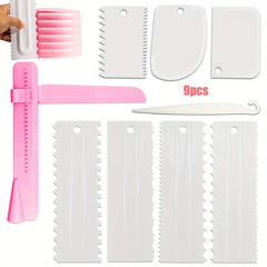 9pcs Cake Scrapers Plastic Cake Smoothers Baking Tools Kitchen Gadgets