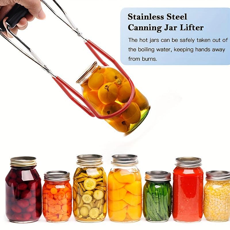 Stainless Steel Canning Jar Lifter Rubber Grips Long Handle Canning Tongs