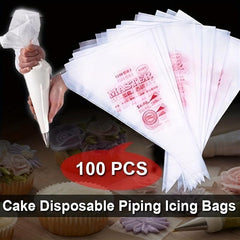 100pcs Disposable Piping Bags - Easy to Use & Clean - for Cream/Icing
