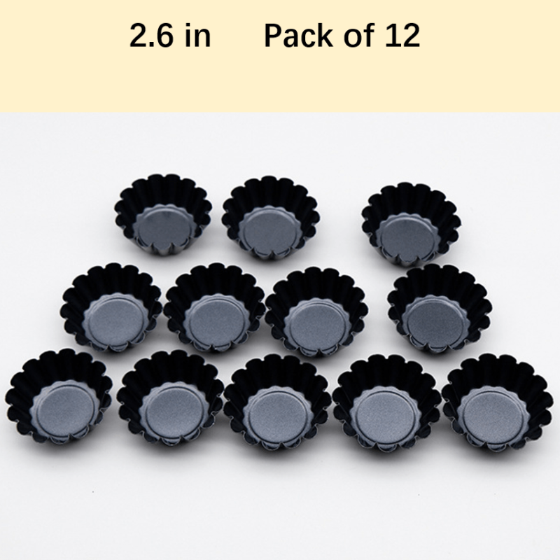 12 Mini Egg Tart Molds Non Stick Quiche Pans Carbon Steel Bakin