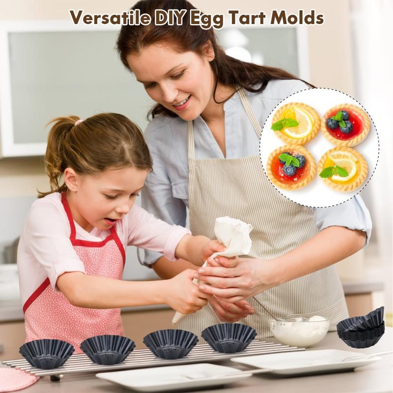 12 Mini Egg Tart Molds Non Stick Quiche Pans Carbon Steel Bakin