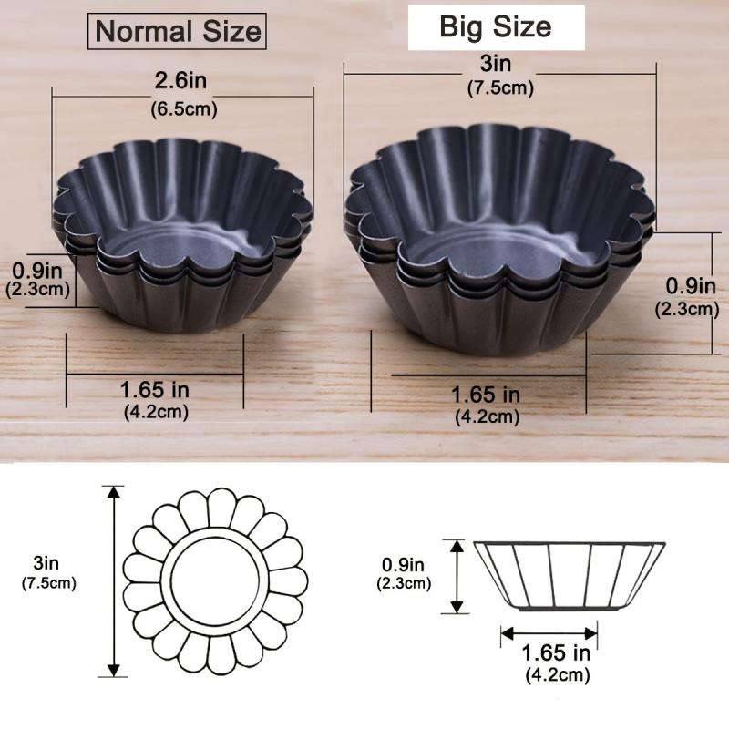 12 Mini Egg Tart Molds Non Stick Quiche Pans Carbon Steel Bakin