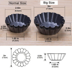 12 Mini Egg Tart Molds Non Stick Quiche Pans Carbon Steel Bakin