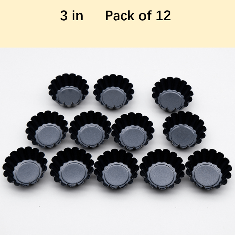 12 Mini Egg Tart Molds Non Stick Quiche Pans Carbon Steel Bakin