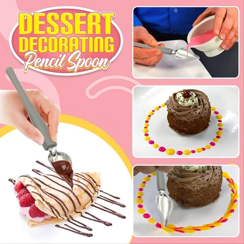 Stainless Steel Sauce Painting Pen Spoon for Meals and Desserts