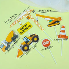 11pcs Engineering Vehicle Cake Toppers for Themed Birthday Cakes