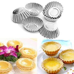 10pcs Aluminum Alloy Egg Tart Mould Reusable Non Stick Ripple Baking Tins