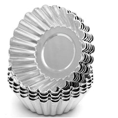 10pcs Aluminum Alloy Egg Tart Mould Reusable Non Stick Ripple Baking Tins