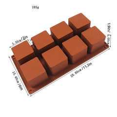8 Even Square Silicone Mold for Desserts Ice Cube Soap Baking