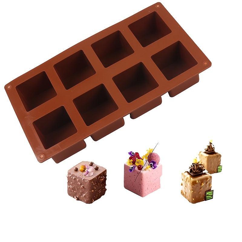 8 Even Square Silicone Mold for Desserts Ice Cube Soap Baking