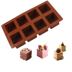 8 Even Square Silicone Mold for Desserts Ice Cube Soap Baking
