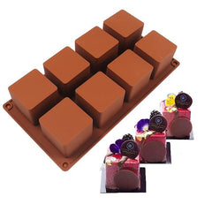 8 Even Square Silicone Mold for Desserts Ice Cube Soap Baking