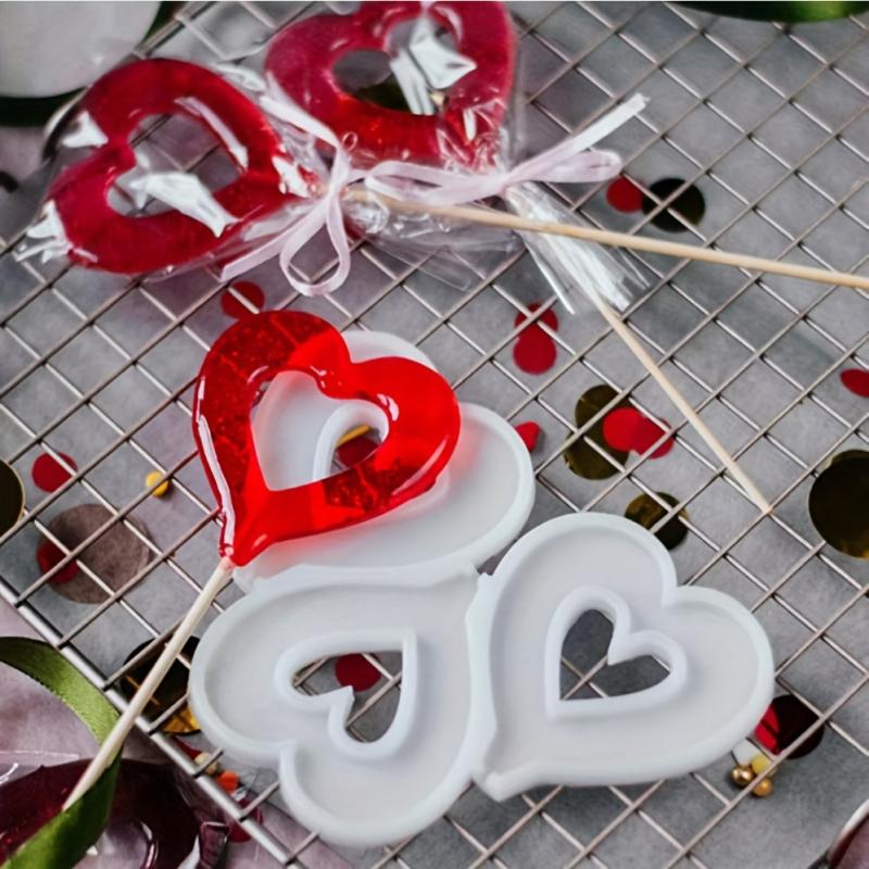 1pc Hollow Heart Shape Silicone Lollipop Molds Chocolate Candy Cheese Mould