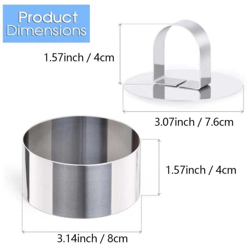 8pcs Round Cake Mold Stainless Steel Mousse Mold 8.0Cm Diameter