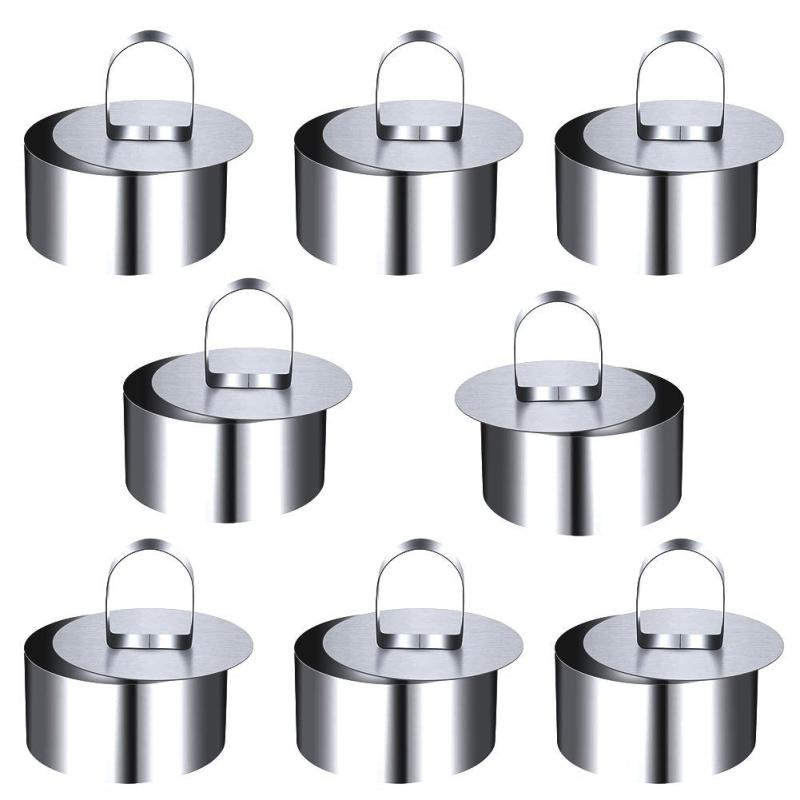 8pcs Round Cake Mold Stainless Steel Mousse Mold 8.0Cm Diameter